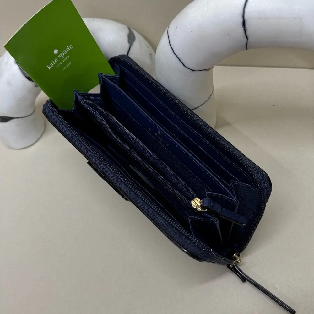 (new+tag) Kate Spade neda long wallet navy polka dots classic